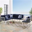 Modway Riverside 6-Piece Outdoor Patio Aluminum Set - White/Navy