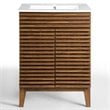 Modway Render Modern Style Wood Bathroom Vanity in Walnut and White