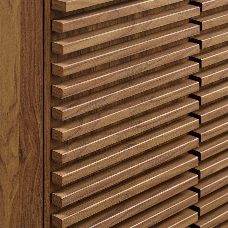 Modway Render Modern Style Wood Bathroom Vanity in Walnut and White