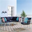 Modway Riverside 5-Piece Outdoor Patio Aluminum Set - White and Navy