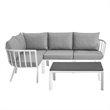 Modway Riverside 5-Piece Outdoor Patio Aluminum Set in White/Gray