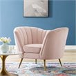 Modway Opportunity Modern Performance Velvet Armchair in Pink Finish