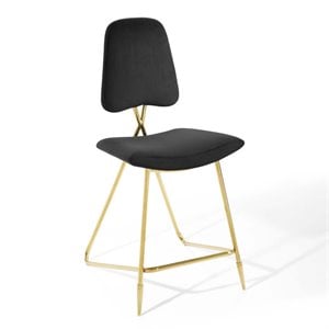 Modway Ponder 24.5&quot Performance Velvet Stainless Steel Counter Stool in Black