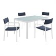 Modway Raleigh 5-Piece Aluminum Fabric Outdoor Patio Dining Set in White/Navy