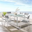 Modway Raleigh 7-Piece Aluminum Fabric Outdoor Patio Dining Set in White/Gray