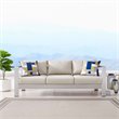 Modway Shore Outdoor Patio Aluminum and Fabric Sofa in Silver/Beige