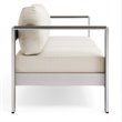 Modway Shore Outdoor Patio Aluminum and Fabric Sofa in Silver/Beige