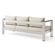 Modway Shore Outdoor Patio Aluminum and Fabric Sofa in Silver/Beige