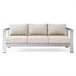Modway Shore Outdoor Patio Aluminum and Fabric Sofa in Silver/Beige