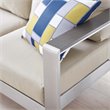 Modway Shore Outdoor Patio Aluminum and Fabric Sofa in Silver/Beige