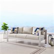 Modway Shore Outdoor Patio Aluminum and Fabric Sofa in Silver/Beige