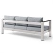 Modway Shore Outdoor Patio Aluminum and Fabric Sofa in Silver/Gray