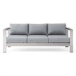 Modway Shore Outdoor Patio Aluminum and Fabric Sofa in Silver/Gray