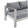 Modway Shore Outdoor Patio Aluminum and Fabric Sofa in Silver/Gray