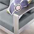 Modway Shore Outdoor Patio Aluminum and Fabric Sofa in Silver/Gray
