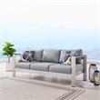 Modway Shore Outdoor Patio Aluminum and Fabric Sofa in Silver/Gray