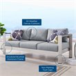 Modway Shore Outdoor Patio Aluminum and Fabric Sofa in Silver/Gray