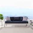 Modway Shore Outdoor Patio Aluminum and Fabric Sofa in Silver/Navy