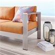 Modway Shore Outdoor Patio Aluminum and Fabric Sofa in Silver/Orange