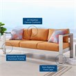 Modway Shore Outdoor Patio Aluminum and Fabric Sofa in Silver/Orange