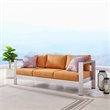 Modway Shore Outdoor Patio Aluminum and Fabric Sofa in Silver/Orange