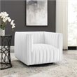 Modway Conjure Modern Tufted Swivel Fabric Upholstered Armchair in White