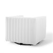 Modway Conjure Modern Tufted Swivel Fabric Upholstered Armchair in White
