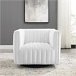 Modway Conjure Modern Tufted Swivel Fabric Upholstered Armchair in White