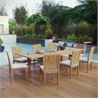 Modway Marina 9-Piece Modern Solid Teak Wood Outdoor Dining Set in Natural/White