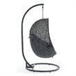 Modway Hide Modern Rattan/Fabric Outdoor Swing Chair with Stand in Navy/Gray