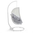 Modway Hide Modern Rattan/Fabric Outdoor Swing Chair with Stand in White/Navy