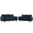 Modway Revive 2-Piece Fabric Upholstered Sofa and Loveseat Set in Azure Blue