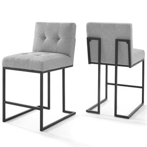 Modway Privy 24.5&quot Modern Fabric Counter Stool in Gray/Black (Set of 2)