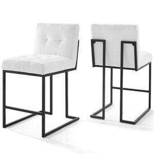 Modway Privy 24.5&quot Modern Fabric Counter Stool in White/Black (Set of 2)