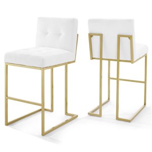 Modway Privy 27.5&quot Modern Fabric Bar Stools in White/Gold (Set of 2)
