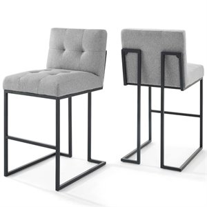 Modway Privy 27.5&quot Modern Fabric Bar Stools in Black/Gray (Set of 2)