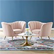 Modway Opportunity Modern Velvet Armchair Set in Gold/Pink (Set of 2)