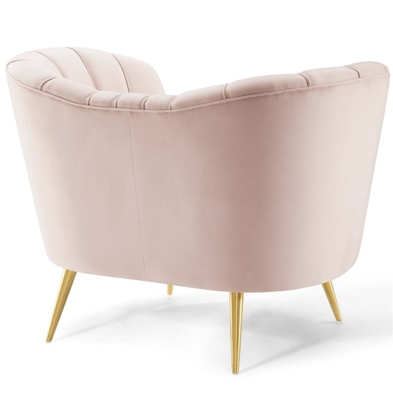 Modway Opportunity Modern Velvet Armchair Set in Gold/Pink (Set of 2)