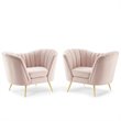 Modway Opportunity Modern Velvet Armchair Set in Gold/Pink (Set of 2)