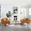 Modway Harness Stainless Steel & Leather Sofa and Loveseat Set in Tan