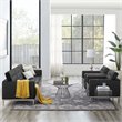 Modway Loft 3-Piece Modern Tufted Faux Leather Sofa Furniture Set in Black