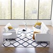 Modway Loft 2-Piece Modern Tufted Faux Leather Sofa and Loveseat Set in White