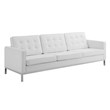 Modway Loft 2-Piece Modern Tufted Faux Leather Sofa and Loveseat Set in White