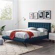 Modway Julia Queen Biscuit Tufted Upholstered Fabric Platform Bed in Blue
