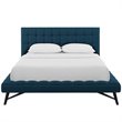 Modway Julia Queen Biscuit Tufted Upholstered Fabric Platform Bed in Blue