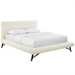 Modway Julia Queen Biscuit Tufted Upholstered Fabric Platform Bed in Ivory