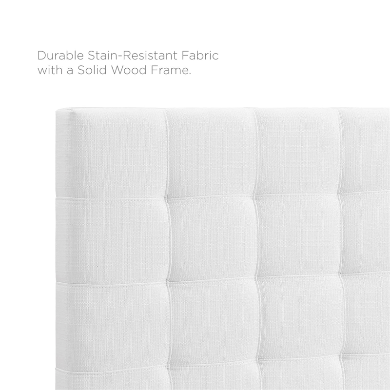 Modway Paisley Tufted Full/Queen Upholstered Linen Fabric Headboard in White