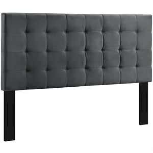 Modway Paisley Tufted Full/Queen Performance Velvet Headboard in Gray