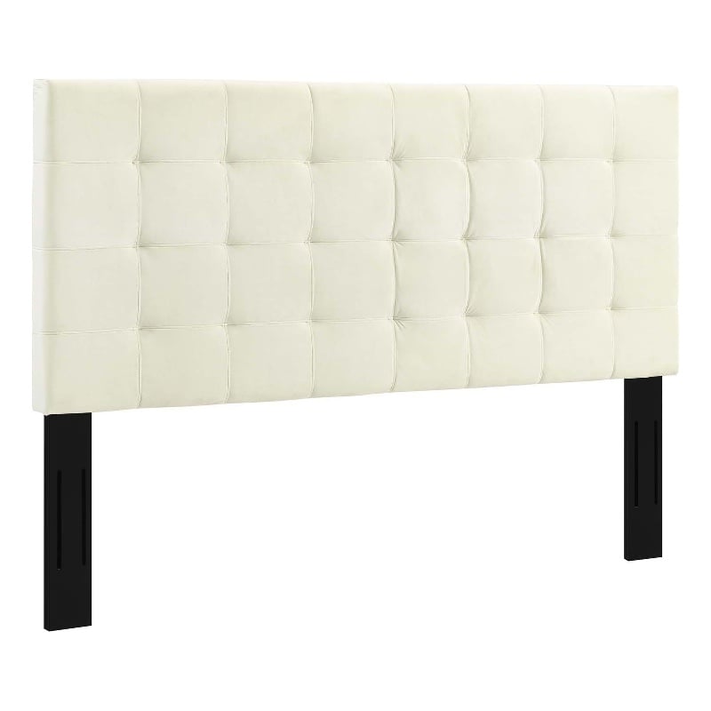Modway Paisley Tufted Full/Queen Performance Velvet Headboard in Ivory