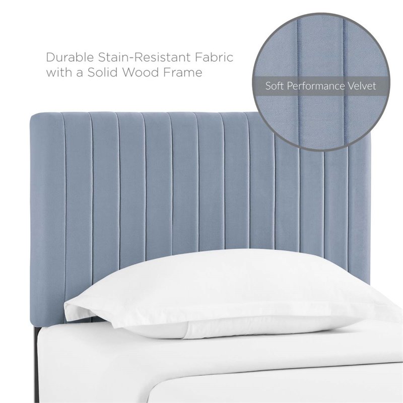 Modway Keira Velvet Upholstered Twin Headboard in Light Blue